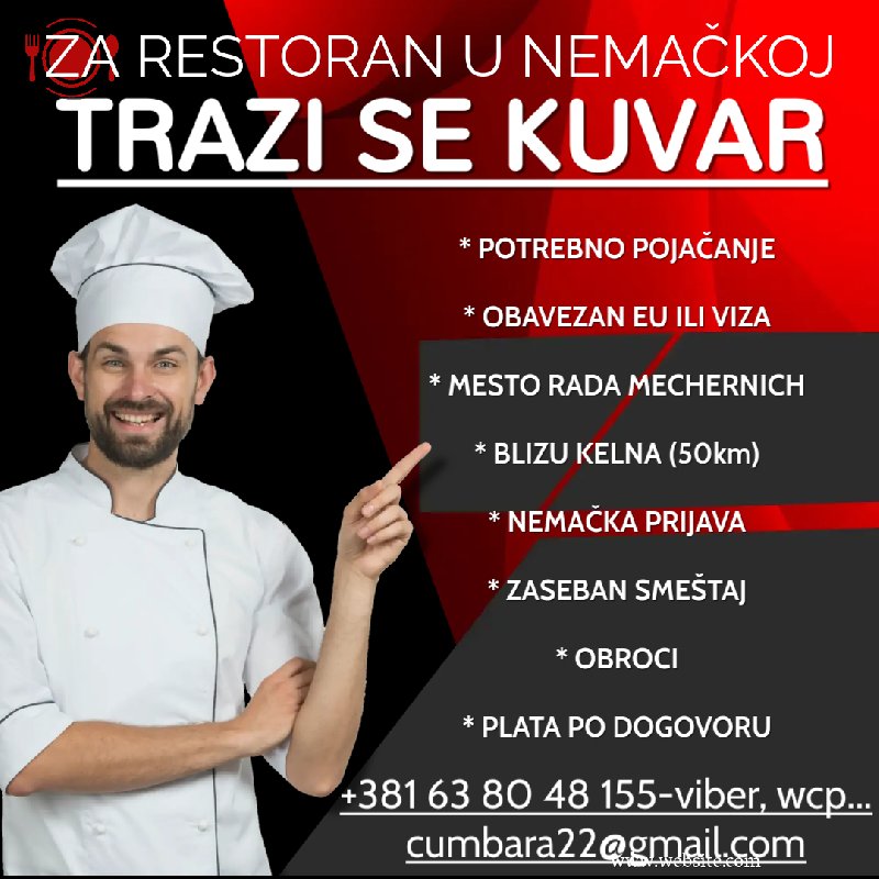 Tražimo KUVARA za rad u Nemačkoj Slika 